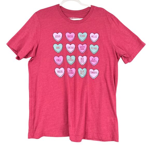 Oliver & Otis Red Heart Graphic Short Sleeves Texas Design Casual T-Shirt XL - Picture 1 of 6